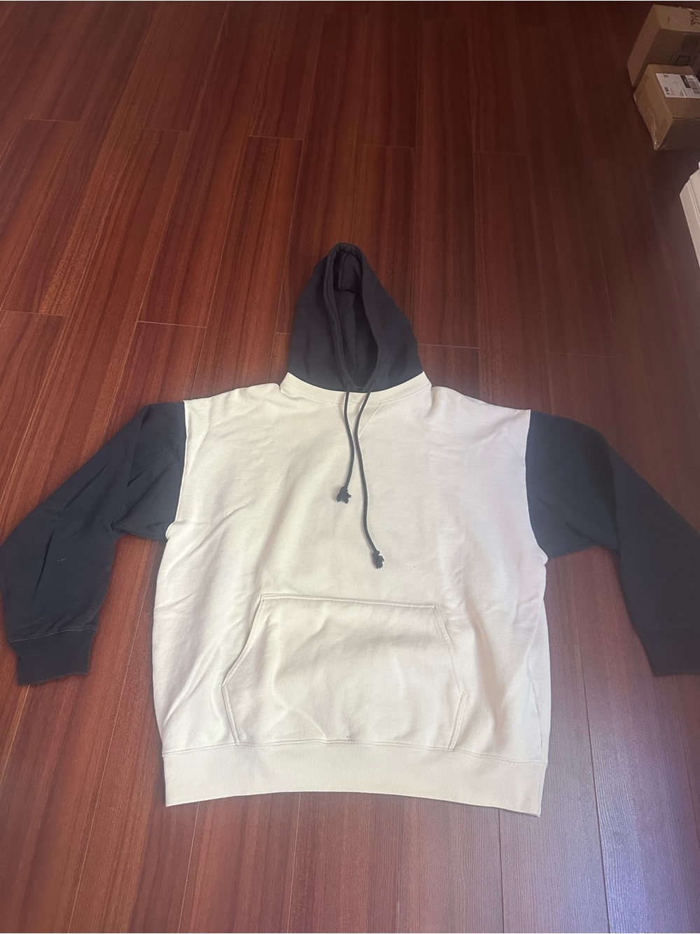 Brandy Melville Two-Tone Black and Cream Hoodie